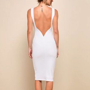 Lulus White Backless Midi Dress- Bachelorette/Bridal!